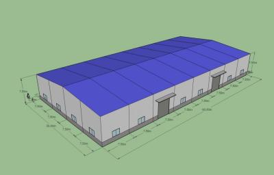 China 60m×30m×7.5m Steel Warehouse / ASTM A36 Prefabricated Steel Structure Building for sale