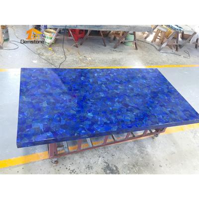 China Regency Elegant Table Gem Stone Furniture (The Other) Single Lapis Lazuli Adjustable Coffee Table for sale