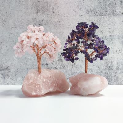 China Europe Quartz Hand Carved Crystal Tree Wholesale Natural With Gift White Western Sea Love Style Religious Pink Crystal Amethyst Tree for sale