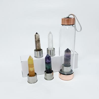 China Natural Infused Gemstone Crystal Points Crystal Water Bottle From Europe Glass Bottle for sale