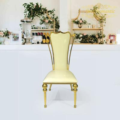 China Wholesale Modern Luxury Wedding Event Party Furniture Hotel Banquet Chairs Dining Gold Stainless Steel Metal Frame Wedding Dining Chair for sale