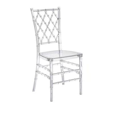 China Modern Bulk Clear Crystal Plastic Polycarbonate Wedding Chair Sillas Resin Chiavari Wedding Chair Hotel Event Banquet For Sale for sale