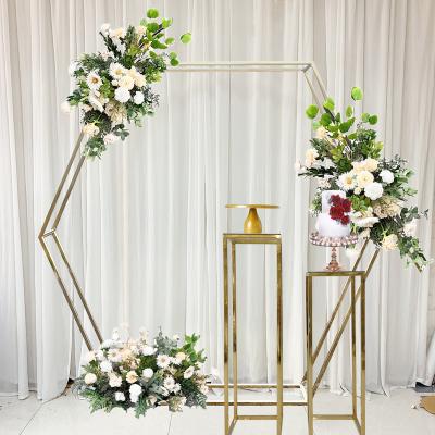 China Modern Event Party Supplies Background Wedding Decoration Backdrop Metal Gold Flower Arch Frame Backdrop Stand Wedding Arch for sale