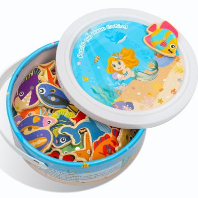 China Fish Toys Hot Selling Amazon Montessori Kids Educational Toys Games Wooden Magnetic Fishing Toys For Babies for sale