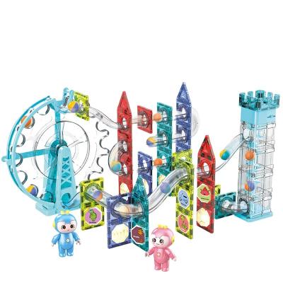 China New Popular 75 PCS DIY Early Education Building Pipes Marble Run Building Blocks Magnetic Electric Balls Track Sets Kids Early Educational Toys for sale