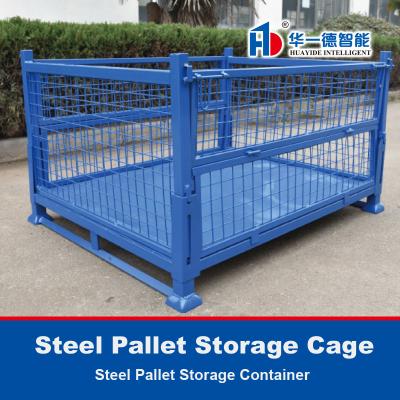 China Staal pallet opslag kooi werk kooi staal pallet draad mesh container opslag kooi Te koop