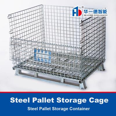 China Galvanized Storage Cage Wire Mesh Container  Foldable Storage Cage for sale