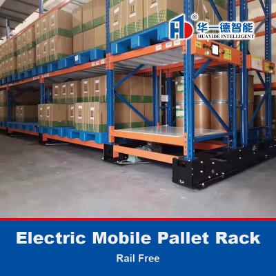 China Electric Mobile Pallet Rack Rail Free Racking Warehouse Storage Rack Electric Mobile Racking for sale