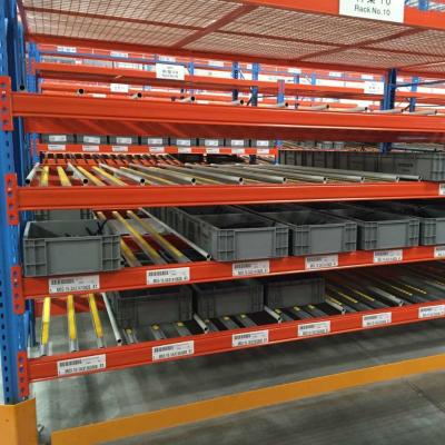 China Custom Warehouse Gravity Carton Flow Racking With Plastic Roller for sale