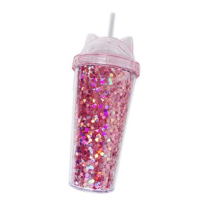 China china suppliers 2021 new sustainable fashion luxury double 500ml wall insulated beach plastic cup with straw for sale