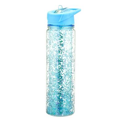 China Fashional New Hot Viable Wholesale Tritan Double Wall Water Bottle Sports Bottle Glitter Plastic Water Bottle for sale