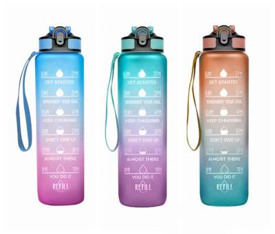 China Viable Motivational Water Bottle 32oz Gradient Color Bottles for sale