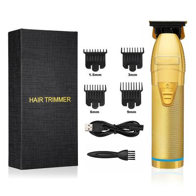 China Outdoor Professional Men Hair Trimmer Electric Cordless Hair Shaving Machine Metal Gold Trimmer Haircut Trimmer Barber Trimmer for sale