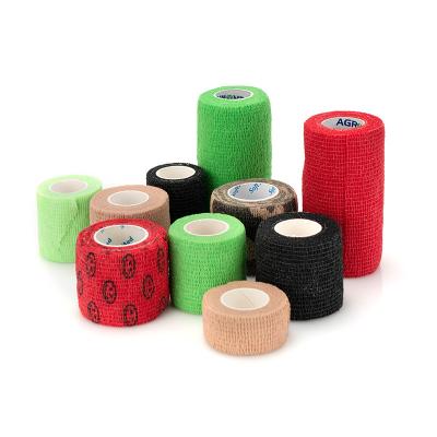 China Waterproof Kinesiology Medical Tape Sports Pet Horse Making Tattoo Cohesive Elastic Bandage Top Rolls Adhesive Custom Printed Bandages for sale