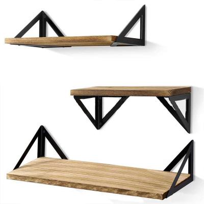 China Wall Mounted Organizer Floating Shelves High Quality Rustic Hardwood Storage Shelf Wall Shelf Set (Size) Adjustable of 3 for Bedroom Bathroom for sale