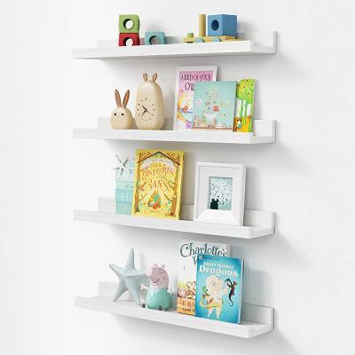 China White Black Gray Storage Display Shelf Adjustable (Height) Hardwood Floating Wall Shelves Set of 4 for sale