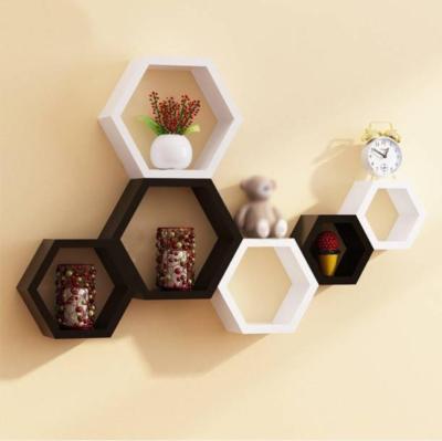 China (Size)Adjustable High Quality Hexagon Shape Wall Mounted Shelf Floating Shelves For Storage And Display Set Of 3 for sale