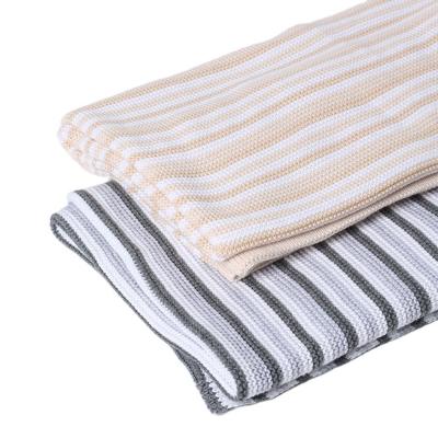 China PORTABLE Classic Best Selling Luxury Stripe Cotton Rice Stitch Knit Newborn Baby Throw Blanket for sale