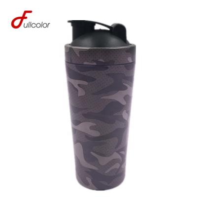 China Outdoor Amazon Food Grade Stainless Steel Camouflage Gym Bottle Protein Shaker Viable Hot Sport for sale