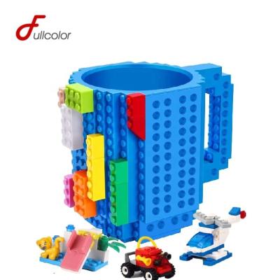 China Sustainable Food Grade DIY Creative Build On Blocks Cup With Blocks Pack Randomly for sale