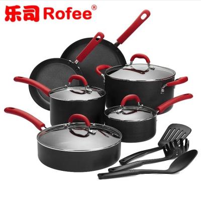 China Sustainable 13 piece cookware set hard anodized aluminum nonstick pans and pots set for sale