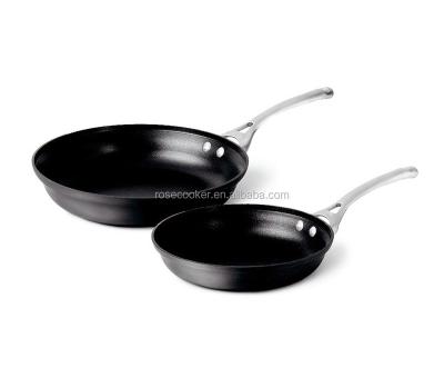 China Sustainable Cookware Hard-Anodized Aluminum Non-Stick Set Fry Pans, 10-inch and 12-inch, Black for sale