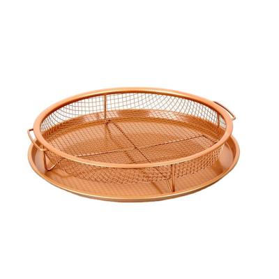 China Disposable Round Copper Crisper Baking Tray Set Copper Basket Bakeware for sale