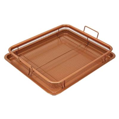 China Non Sustainable Stick Copper Crisper Oven Copper Grill Basket& Grill Pan for sale