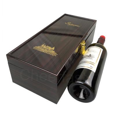 China Hot Selling Handmade Piano Lacquer Color Simple Wooden Bottle Wine Box for sale