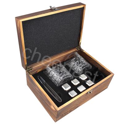 China Cheerfast Viable Reusable Whiskey Stone and Glass Cooling Gift Set 304 Stainless Steel Metal Ice Cube Set Whiskey Stones Gifts for sale