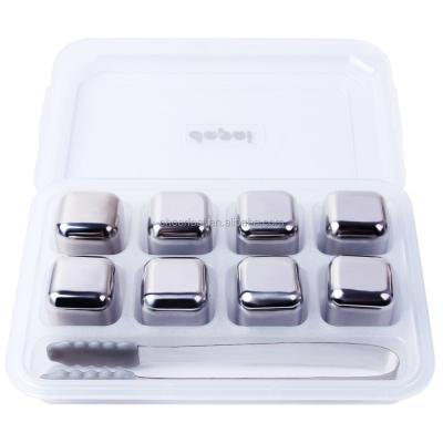 China Sustainable 304 Stainless Steel Reusable Whiskey Stones Ice Cubes Set of 6 for sale