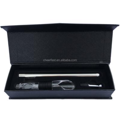 China Sustainable Black Magnetic Gift Box Set Stainless Steel Wine Chiller Stick for sale