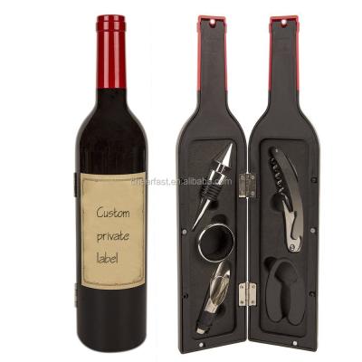 China Viable High Grade 5pcs Wine Accessories Gift Set In Shaped Bottle for sale