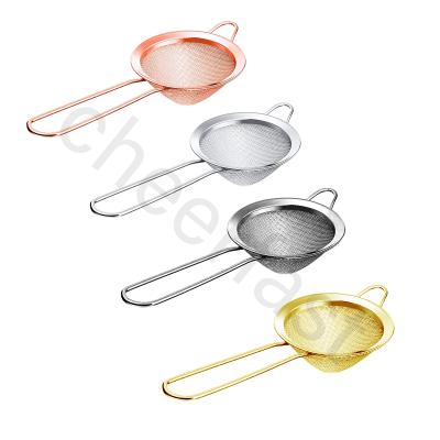 China Sustainable High Quality Bar Tools Good Cocktail Mesh Strainer Conical Food And Handle Stainless Steel Mesh Strainer for sale