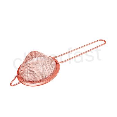 China Sustainable Manufacturer Metal Conical Food Plated Cocktail Strainer Kit And Handle Rose Gold Well Stainless Steel Mesh Strainers for sale