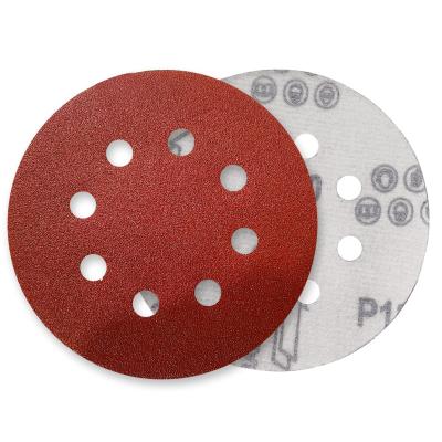 China Stainless steel 5 inch 8 hole sanding discs 150mm 6 inch hook and loop sand paper 120mm adhesive sanding disc for sale