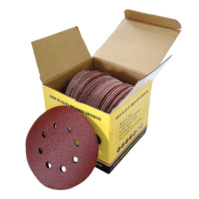 China Stainless steel OEM Aluminum Oxide Red 150mm 120mm 5 Inch Hook And Loop Abrasive Sanding Disc Round Sand Paper for sale