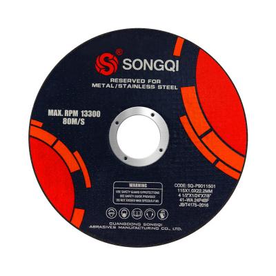 China Durable SONGQI 4 1/2 Inch 115 mm Metal Cutting Disc Abrasive Tools Cutting Wheel for SS/Iron with wholesale price for sale