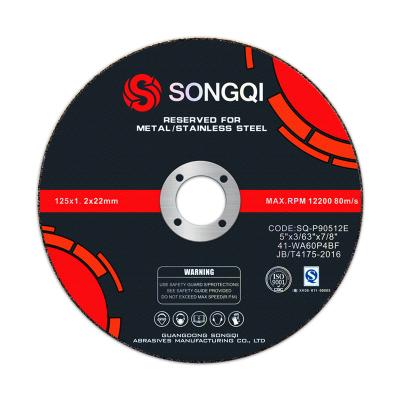 China Aluminum SONGQI 125*1.2*22.23mm cutting disc abrasive 5 inch cutting wheels metal discs for all metal for sale