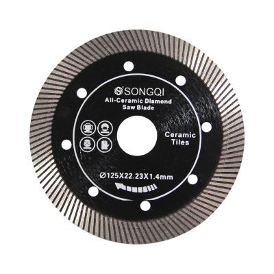 China Suitable for kinds of  porcelain hard ceramics quartz SONGQI 5 inch(125mm) turbo cutting disc diamond saw blade for cutting tiles ceramic fiberglass for sale