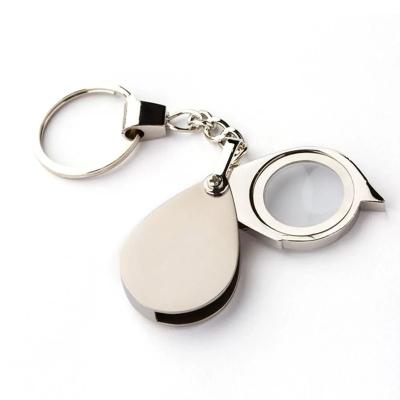 China Portable Folding Mini Magnifier Key Chain Magnifying Glass Key Ring Professional Durable Glass Magnifier for sale