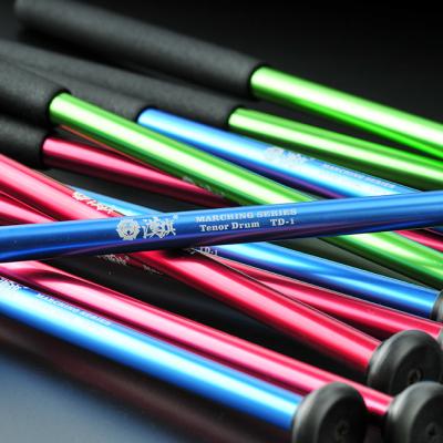 China Alloy Body Marching Snare Drum and Tip Alloy NylonTip Nylon Red Blue Accessories Drum Sticks Tenor Drum Sticks for sale