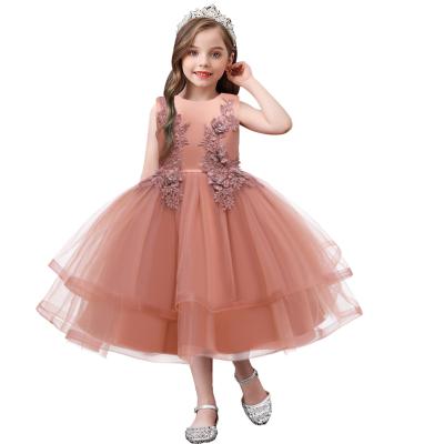 China European Style Anti-wrinkle Flower Girl Dress To Wedding Kids Multilayer Prom Dress For Girl 10 Years Old Knee Length for sale