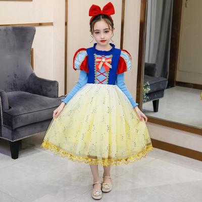 China New Design Breathable Kids Wear Sequins Princess Mesh Cosplay Stage Show Stage Costume Girls Lovely Fluffy Dress Long Sleeve for sale