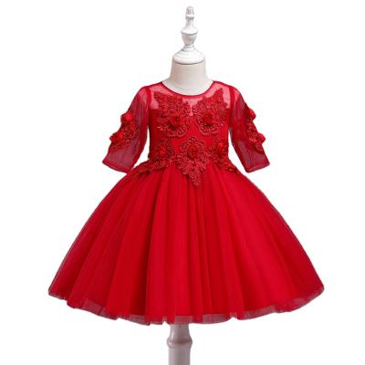 China European Style Anti-wrinkle Sleeve Princess Dress Temperament Flower Party Girl Fashionable Short Dress For 2 Years for sale