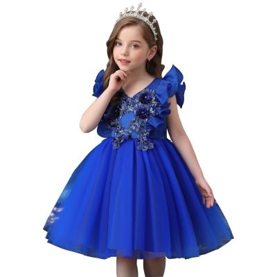 China Anti-Static Lovely Girl's Princess Dress Flower Embroidered Dress Children's Dress Flower Wear For Birthday for sale