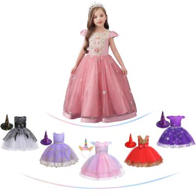 China Anti-wrinkle European style elegant kids dress dress for birthday big sheer cotto girl dresses for bridesmaid 12Y shiny wedding dress for sale