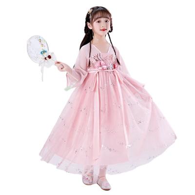 China Long Chinese Style Breathable Girl Dress Bridesmaid Dress For Princess Shining Chiffon Wedding Party Dress For 8 Years for sale