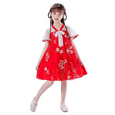 China Three-Dimensional Children's Birthday Dress Breathable Chiffon Flower Flower Girl's Red Princess Girl's Pink Chinese Dress For 6 Years for sale