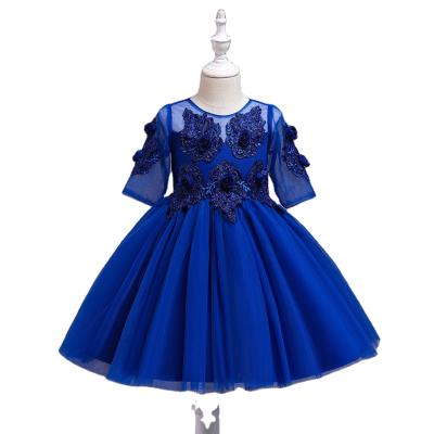 China new style Anti-wrinkle Europe embroidered child's princess dress for girl wedding flower dress for 2-10 years old girls for sale